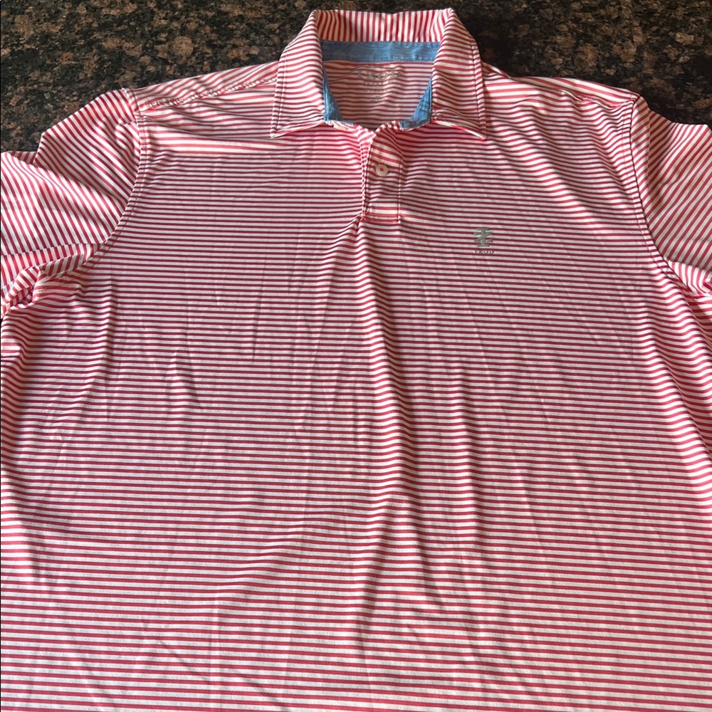 Izod Golf Red & White Striped Polo with Contrast Collar XL